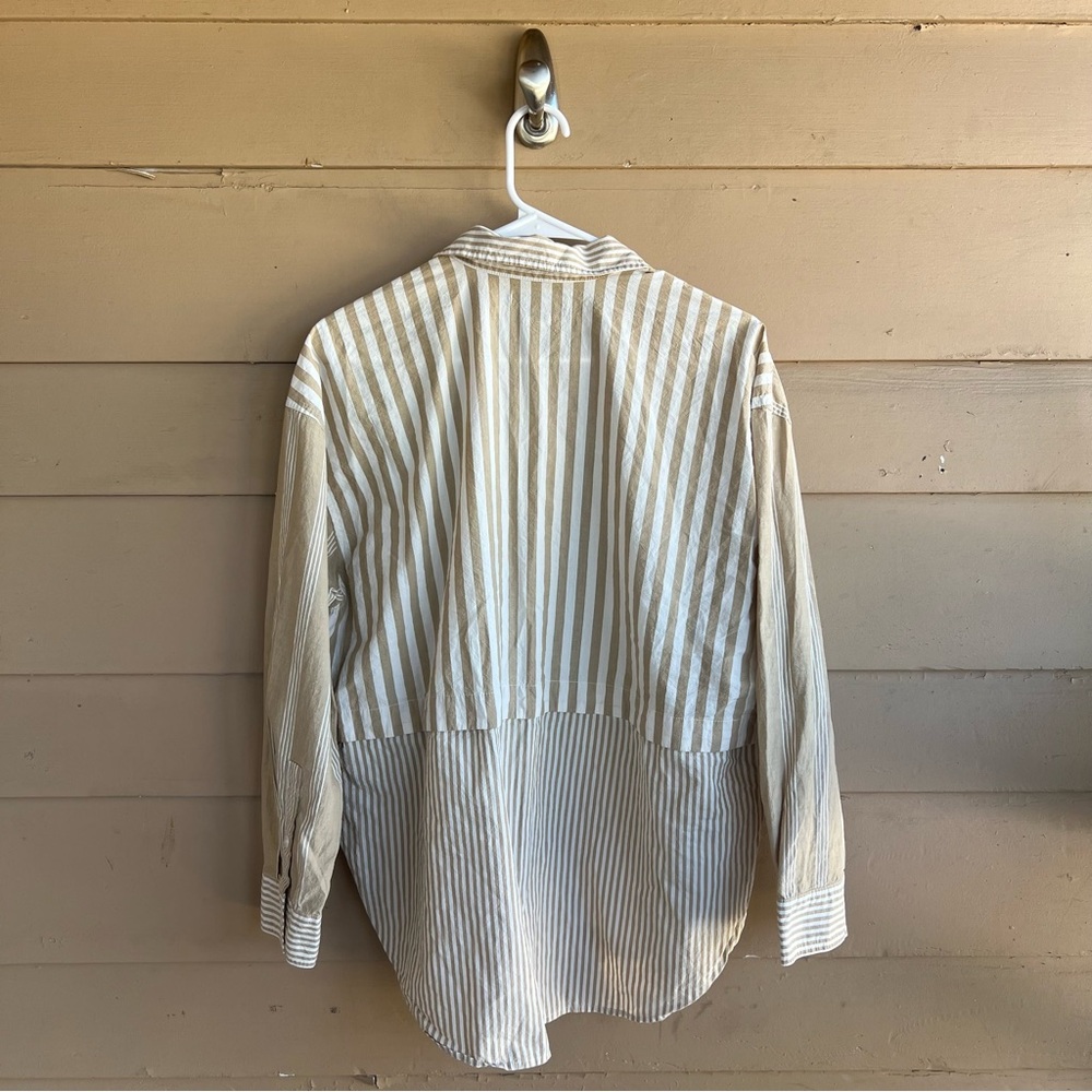 Madewell Modular Oversize Cotton Button-Up Shirt Size M Preppy Neutral Cotton - Picture 6 of 6